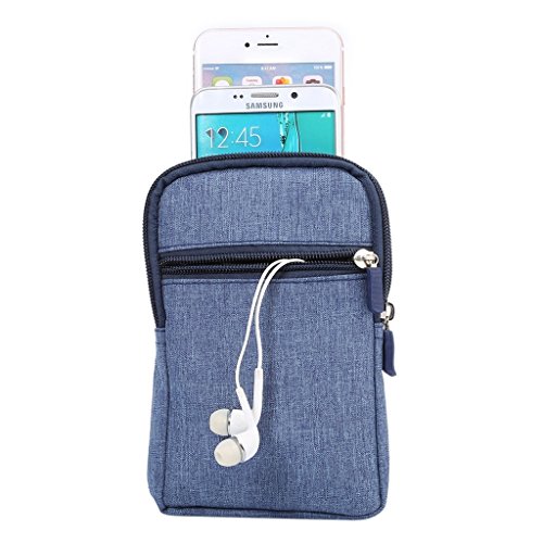 Pochette Alcatel OneTouch Pop Star 4G sacoche zippée bleue 17x10.5 cm - 2