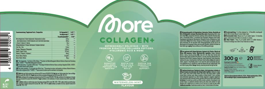 MORE Collagen+, Watermelon Mint, mit Kollagenhydrolysat, 300 g – Ansicht 4