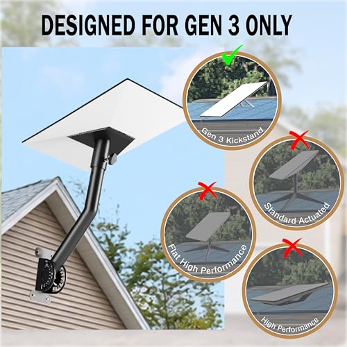 Image of LackNLids Starlink Roof Mount, Heavy Duty Starlink Mounting Kit for Standard Gen 3 /4X /V3 /4, Adjustable Wall & Roof Bracket for Starlink Internet Dish, Weather-Resistant, Easy Installation (Black)