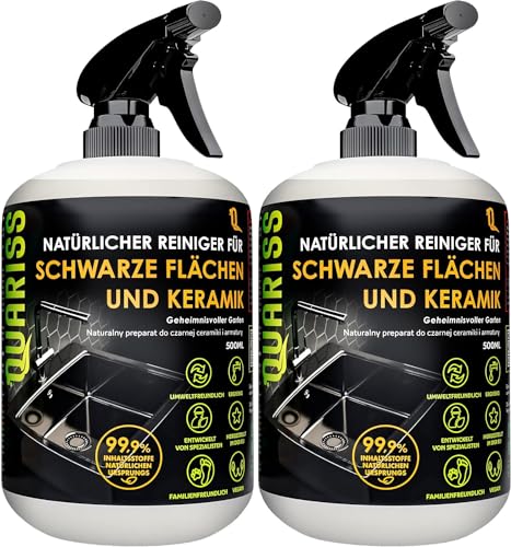 QUARISS Natürlicher Reiniger für Schwarze Armaturen und Keramik - Badreiniger Kalkreiniger Dusche Stark für Waschbecken Wasserhahn Bad Duschkopf Fliesen Armaturenreiniger Geheimnisvoller Garten 0,5 L