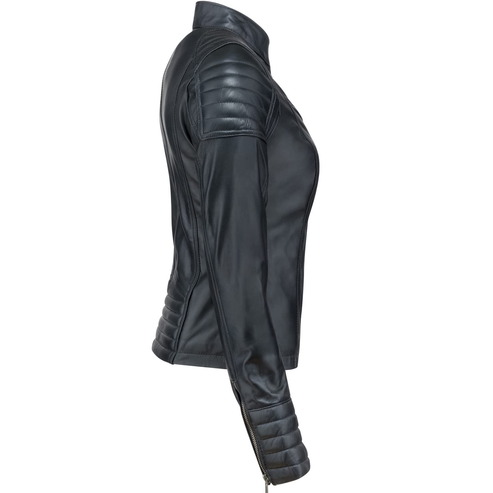 URBAN 5884 Angelina Chaqueta de Cuero, Chaqueta de Auténtica Piel de Cordero, Corta y Ajustada, Cuero Liso y Suave Mujer