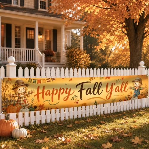 Image of Nuxovilar Happy Fall Banner,118.1 inchx19.68 inch Polyester