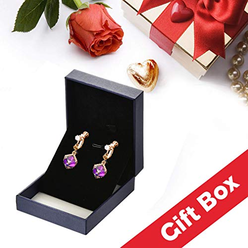 Aretes Clip On con Cristal Austriaco Cúbico en Oro Rosa 14K miniatura 6