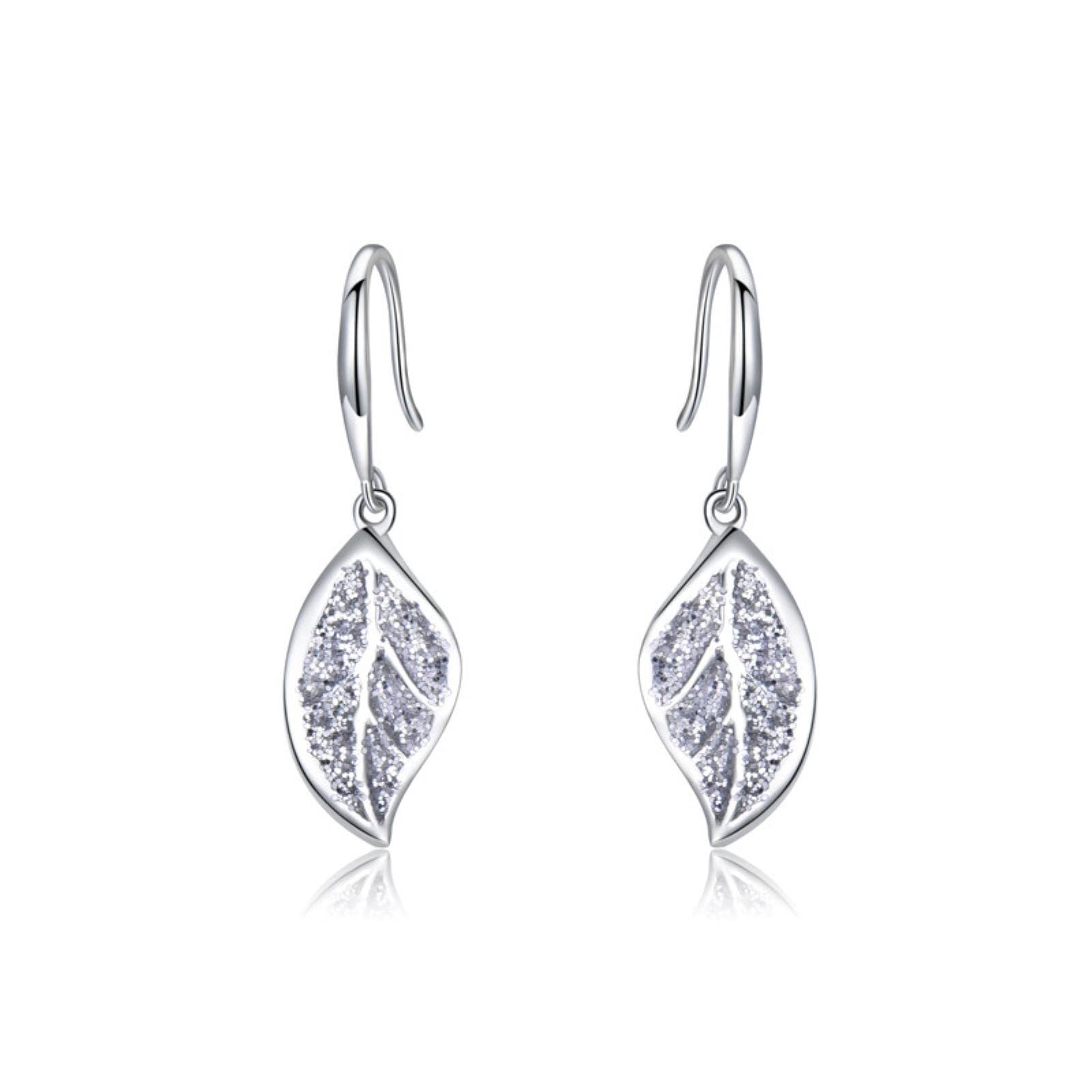 LOKILOKI Pendientes De Gota De La Manera 925 De Lentejuelas De La Hoja De Plata De Los Regalos del Partido De Las Mujeres Aniversario Cumpleaños Decoración De Joyería Fina
