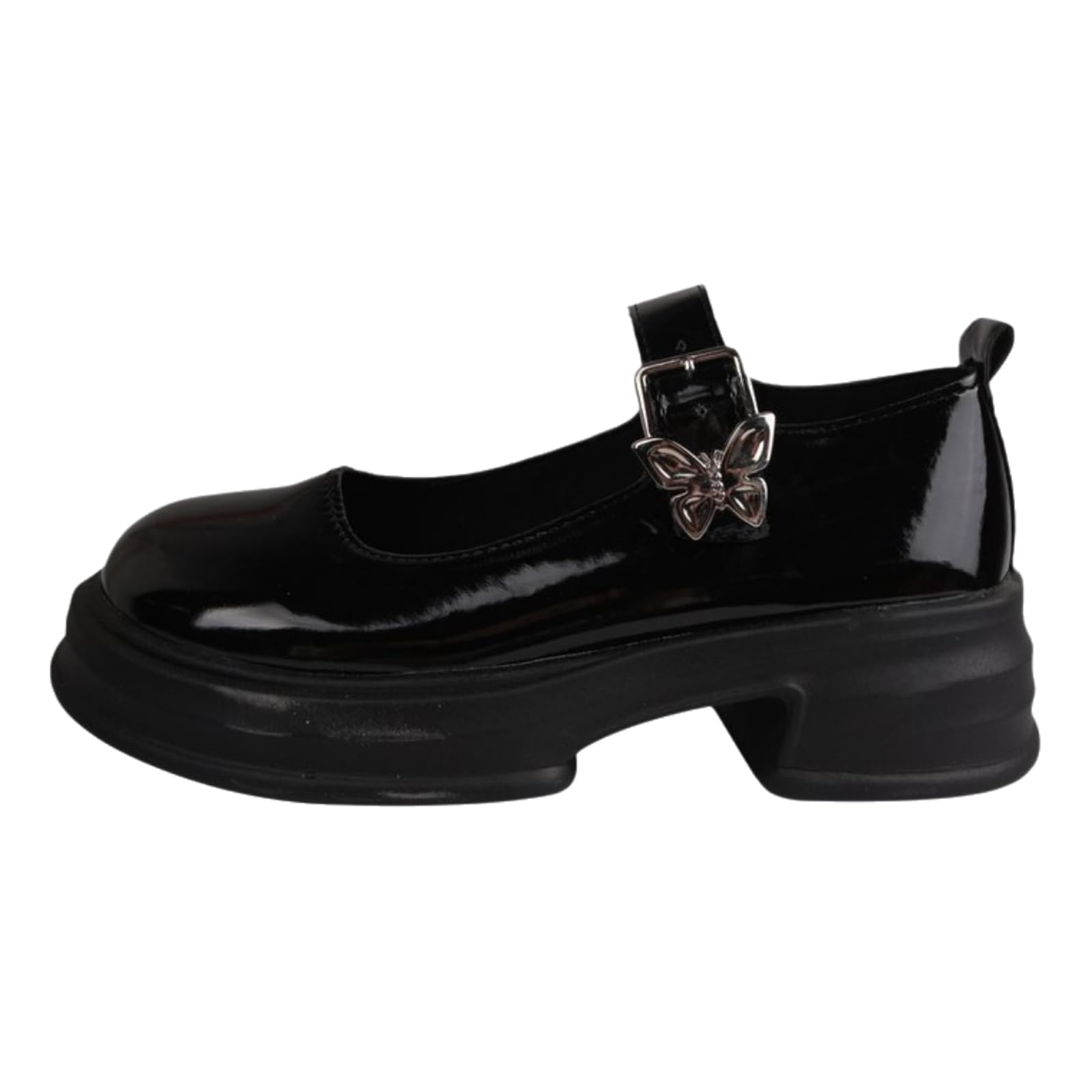 Fooceoute Penny Loafers For Women,Women'S Mary Jane Shoes,Business Formal Loafers,Chunky Platform Mary Jane Shoes,Round Toe,Comfortable,Buckle Strap,Simple Design,For Work Office,Daily
