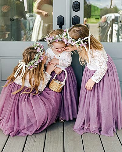 Image of Topmaker Flower Girl Dress for Toddler Baby Girls,Lace Tulle Dress for Wedding,Birthday Party,Photoshoot,Special Occasion