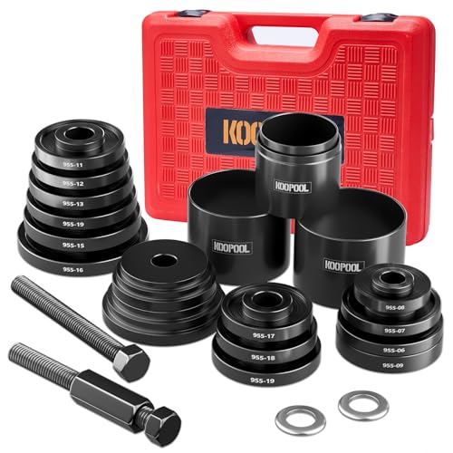24-Piece Wheel Bearing Press Kit, Front Wheel Drive Bearing Puller Tool Set for Wheel Bearing Removal & Installation, with Sliding Screws, Universal Bushings, and Storage Case
