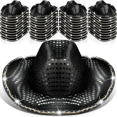 Image of Tisancy LED Lights Cowboy Cowgirl Hat Flashing LED Lights Cowgirl Hat for Wedding Western Bachelorette Party