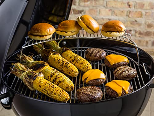 Image of Weber Master-Touch Charcoal Grill, 22-Inch, Slate Blue - Premium Outdoor BBQ Grill with Tuck-Away Lid Holder & One‑Touch Cleaning System, Porcelain‑Enameled Kettle