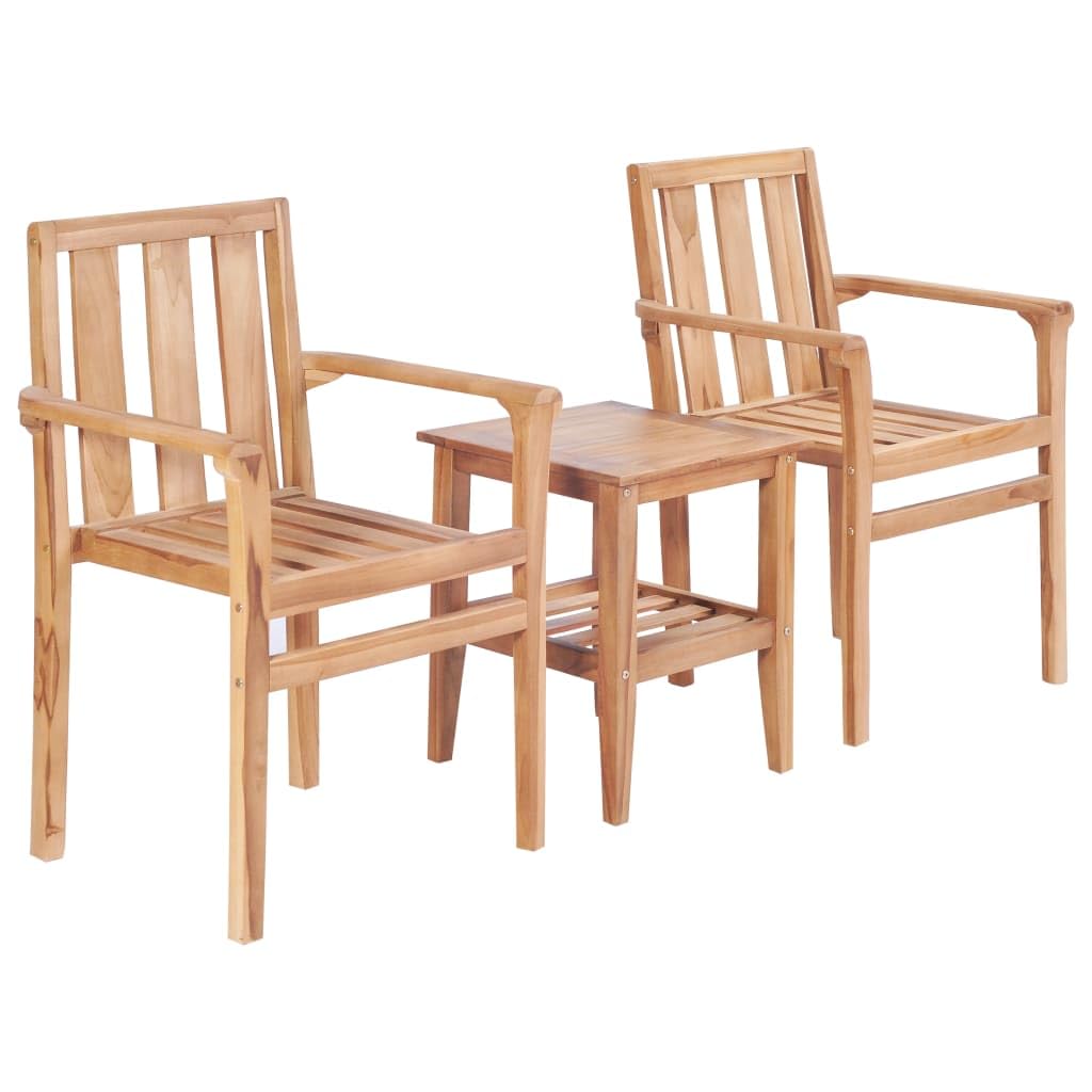 vidaXL Ensemble de Bistro de Jardin 3 pcs Teck Solide, Ensemble d'extérieur, Meuble d'extérieur, Tables et chaises, mobilier d'extérieur