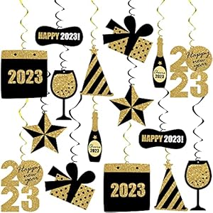 Happy New Year Hanging Swirls – Huge Pack of 30 | New Years Ceiling Decorations, Happy New Year Decorations 2023 | New…