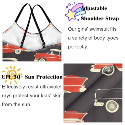 Image of Girls one Piece Swimsuit Summer UPF 50+ Quick Dry Beach Bathing Suit with Straps Swimwear 3-10 Years