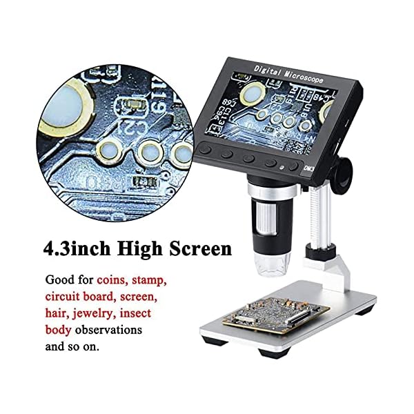 YDHNB LCD Digital Mikroskop, 4,3 Zoll 720P HD Digital Microscope Kamera Video Recorder 10X-1000X Vergrößerung Zoom… – Bild 3