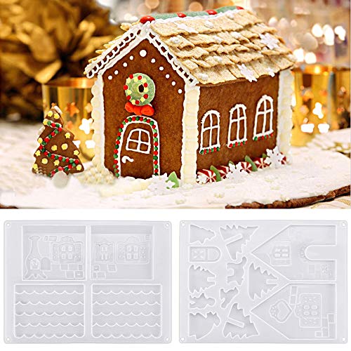 CODIRATO Molde de Casa de Navidad Silicona Gingerbread Chocolate Casa Molde Moldes de Resina de Navidad Casa de Pan de Jengibre de Navidad para Decoración del Hogar de Navidad Artesanal DIY