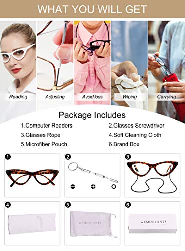 Image of Cat Eye Blue Light Blocking Reading Glasses Women Filter UV Computer Readers 100 150 200 250 300 350 (Brown Leopard,1.50)