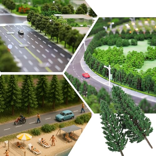 16 Pcs Model Pine Trees, 1.4-6.3 Inch Mixed Miniature Trees Diorama Supplies Fake Tree Landscape Tree for DIY Crafts, Building Model Scenery Landscape (Natural Green)
