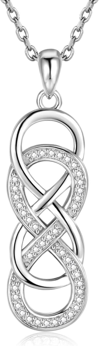 APOTIE Celtic Infinity Necklace for Women - 925 Sterling Silver CZ Infinite Pendant Eternal Jewelry Gifts for Women Girlfriend Wife