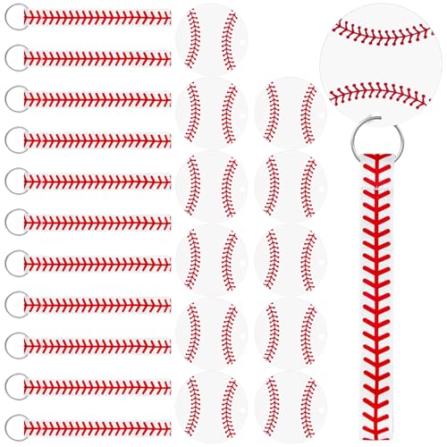 mupera 12 Pcs 2.75 Inch Baseball Keychain DIY Name Id School Birthday Party