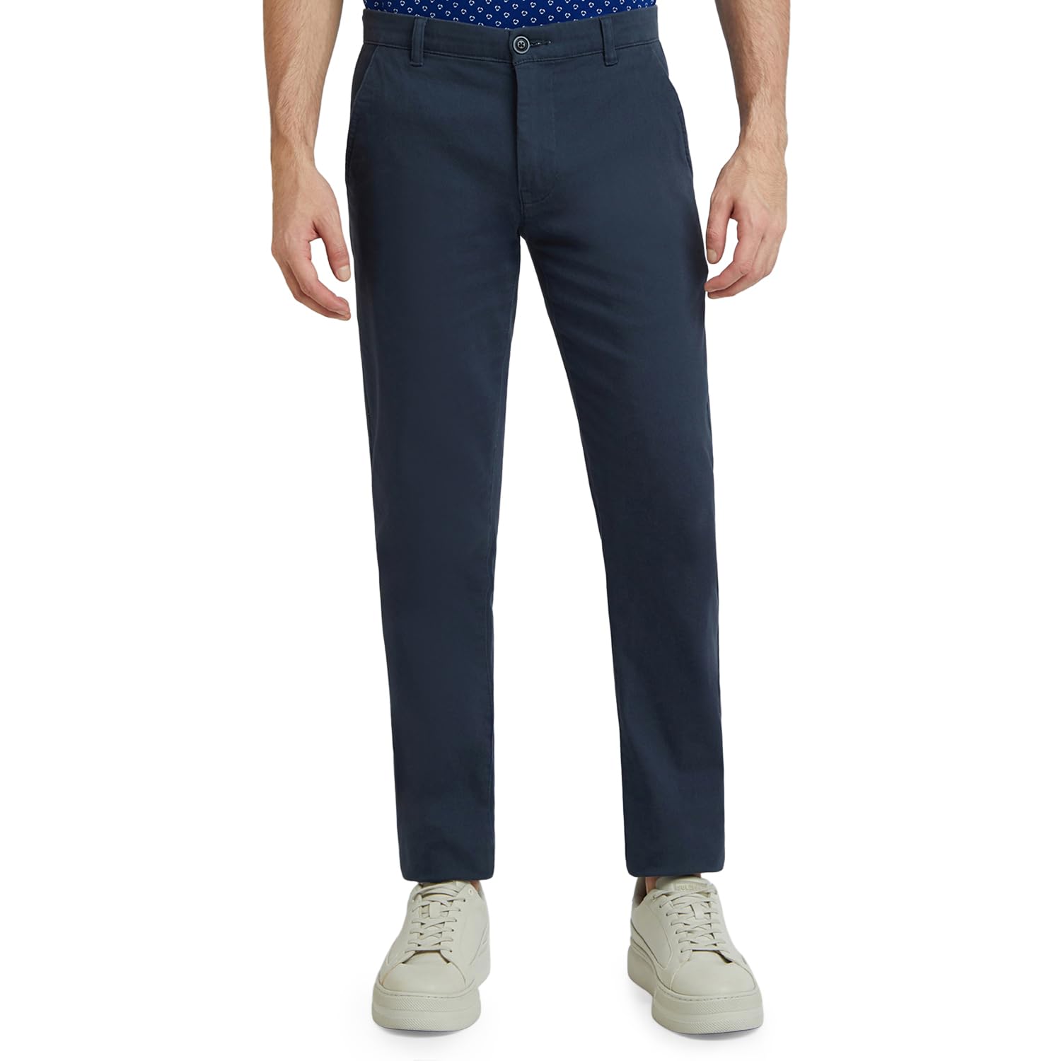 parx Men's Low Rise Tapered Fit Cotton Blend Solid Pattern Flat Front Casual Trouser (Size: 34)-XMTX03470-B8 Dark Blue-picture-28