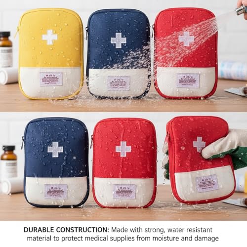 Image of 4 Pcs Travel First Aid Pouch,Empty Mini First Aid Pouch, Portable Outdoor First Aid Medical Rescue Bag Multi-Function Emergency Medicine Storage Organizer Bag Health and Household Supplies (Small)