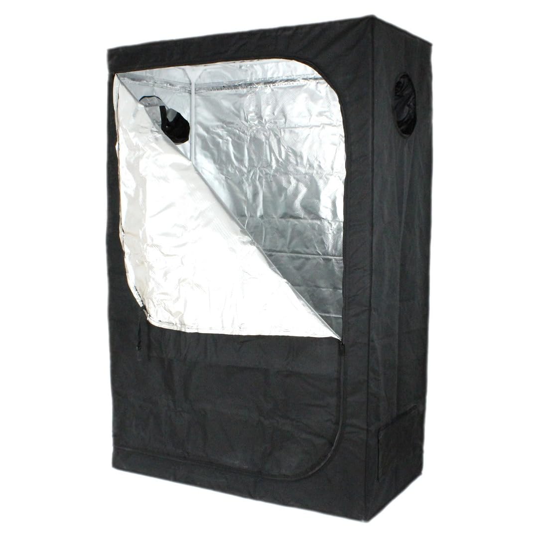 Growzelt 120x60x180 cm Anbaubox Pflanzenzucht Schwarz