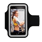 APEKX Cellphone Sports Armband: Super Comfort Fit, Ultra Slim, Soft Lycra, Stiching-Free for Sport & Workout, Gym, Running Water Resistant for iPhone 6/6s/7,Samsung Galaxy S7/S6/S5 (Black)