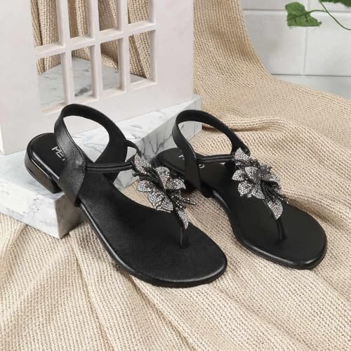 Image of Metro Women Synthetic Floral Embellished Flat Sandal