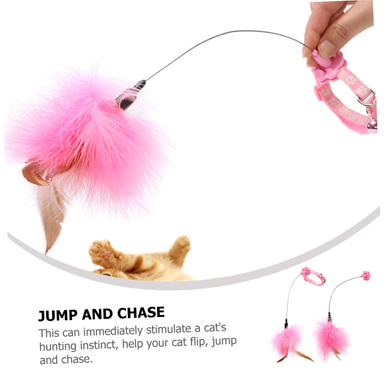 SUPVOX Lot de 2 Bâtonnets à Taquiner pour Chatons Plumage Résistantes la Morsure en Acier Carbone et Silicone, Jouets Interactifs pour Chats D'intérieur