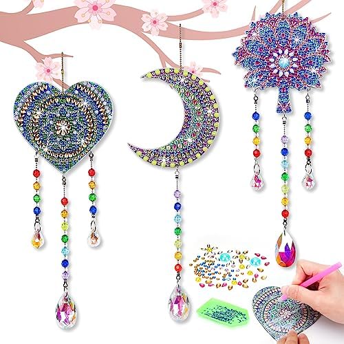 Tateangnik Diamond Painting Craft Gifts for 6-12 Year Old Girls Kids: DIY Diamond Paint by Number Wind Chimes Crafts for Kids Age 5-10, Gem Art Wind Chime for 6 7 8 9 Year Olds Girls Boys