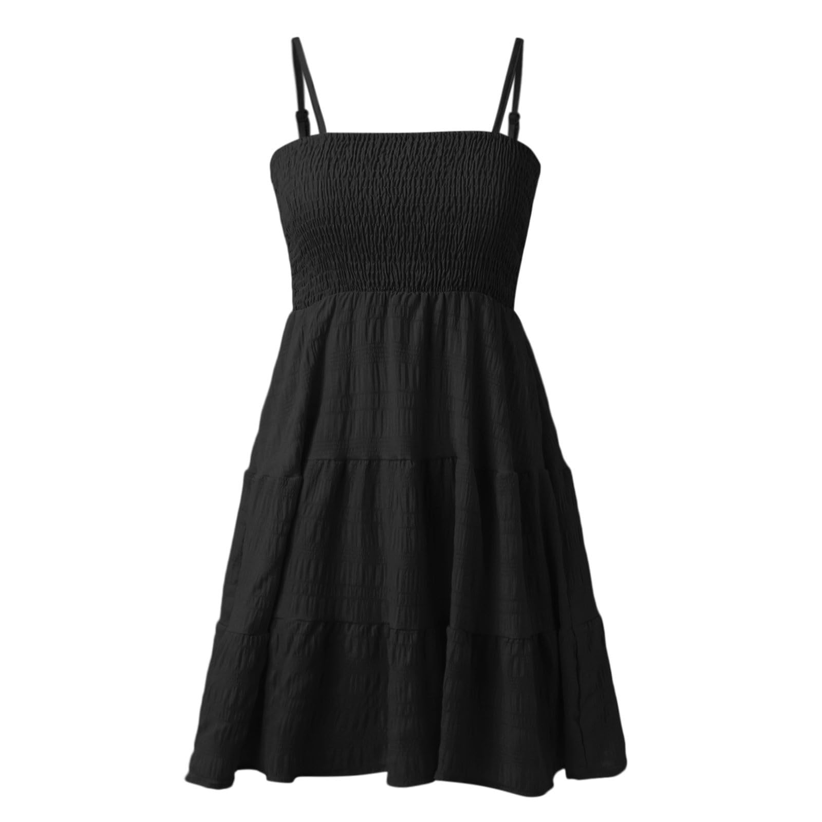 Abito Corto Tinta Unita Orlo Con Volant Senza Maniche Mini Estivo Sexy