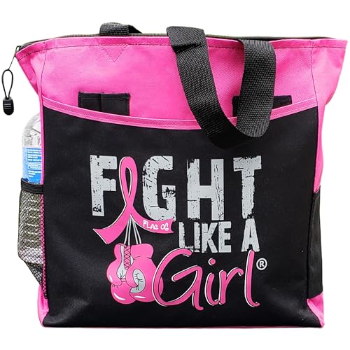 Fight Like a Girl Knockout Tote Bag Pink Breast Cancer Gift