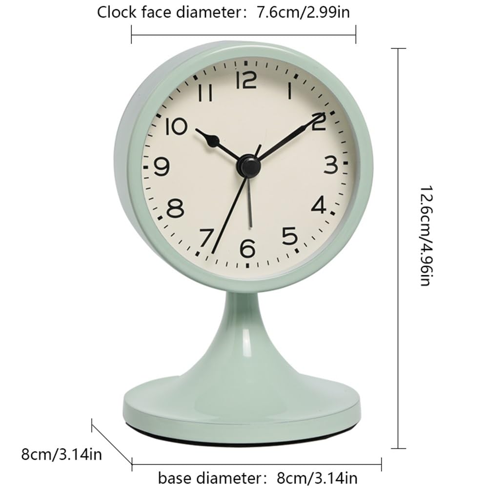 Desk Cclock Retro Metal Quartz Alarm Clock Silent Bedside Night