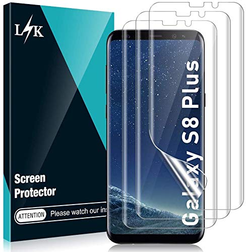L K 3 Pièces Protection Écran pour Samsung Galaxy S8 Plus, Galaxy S8 Plus Film Protection [sans Bulles] [Empreintes digitales de Support] [Accessoires Avancés] Haute Définition TPU Film