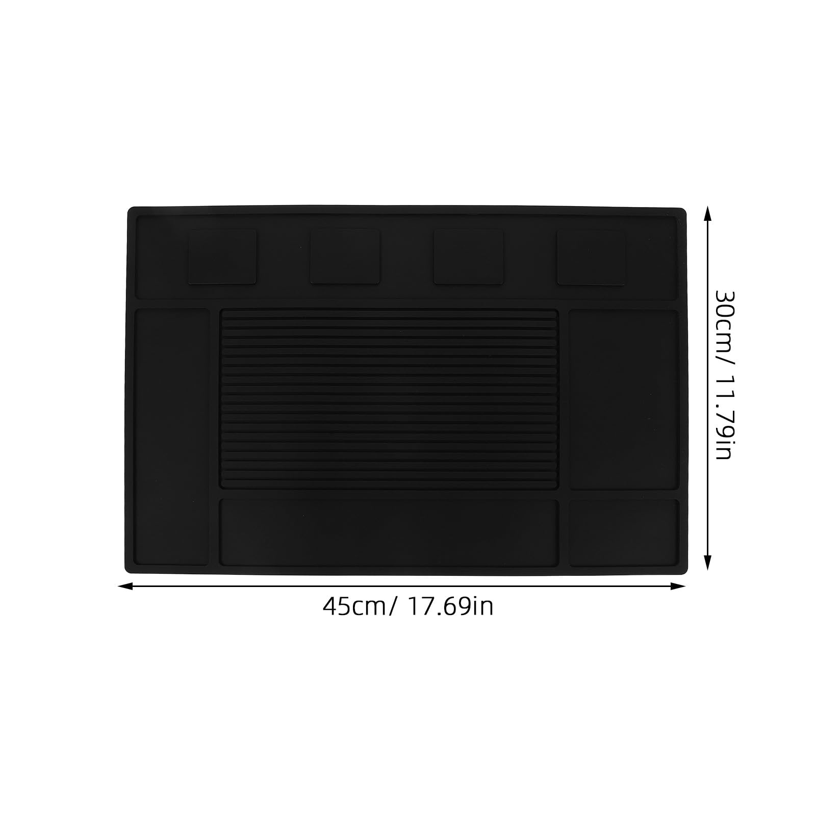 Tappetino Magnetico per Salone in Pvc Nero 45x30cm, Antiscivolo per Strumenti da Taglio e Styling, Supporto per Postazione Salone