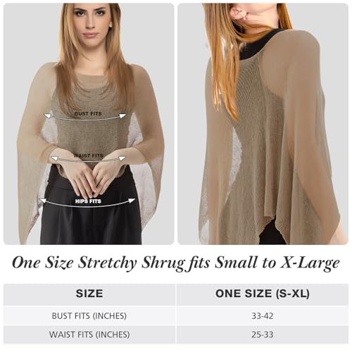 Image of Women Sheer Poncho Shrug Summer Sheer Blouse Top Lightweight Poncho Bolero for Evening Dress