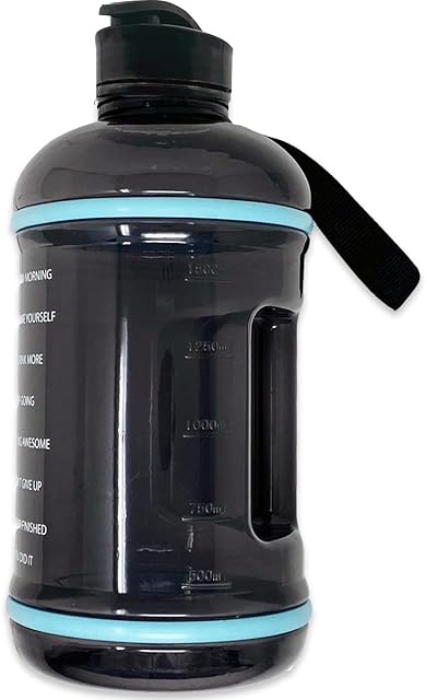 Almineez XL 2.2L Water Bottle Flip Cap With Timer Marker 75oz Half Gallon Capacity Leakproof BPA Free Odorless Material Solid Jug Daily Hydration Gym Fitness Athletic Gear Sports for Camping Hiking