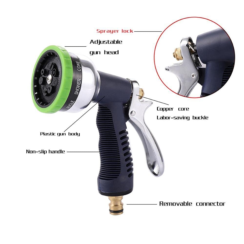 Adaptador de Conector de Manguera para Jardín,A Deua Portátil Ajustable de 9 Patrones,A Deua de Alta Presión con Conector Rápido, Pulverizador Deua para Jardín, Lavado de Coches Domésticos