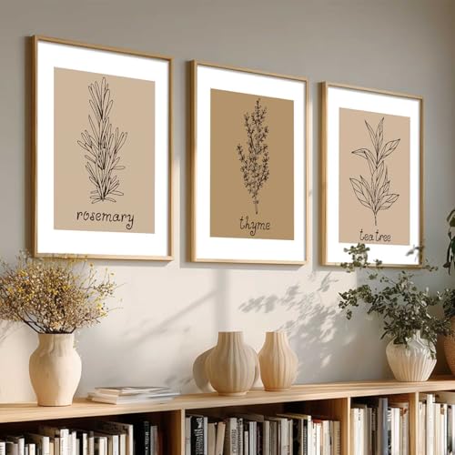 Image of HOTHOUSE Botanical Wall Art Painting |Poster With Frame Wall Decoration Wall Paintings For Home Decor | Frames For Home Decor Office Living Room | Set of 3 (10X13 inch)