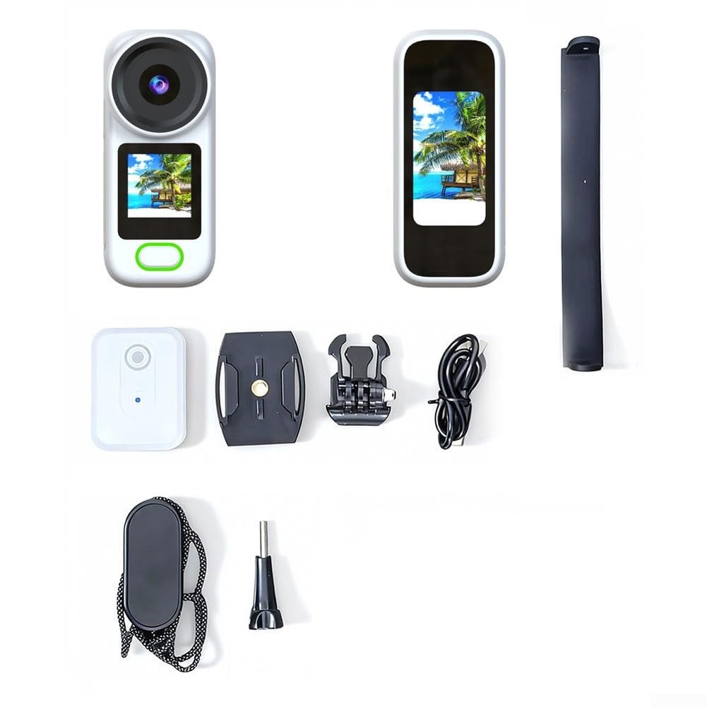 Action Camera compatta 4K con schermo HD da 1,44 pollici, foto da 12 MP e registrazione in loop per vlogger e appassionati di attività all'aperto (bianco)