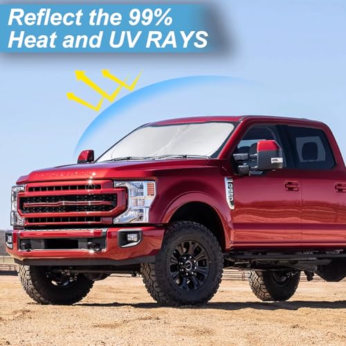 Sunshade for Ford F350 Windshield Sun Shade for Ford Super Duty F250 F450 F550 2017 2018-2024 2025 F-450 F-550 2Door 4Door Pickup Truck Accessories Front Window Shield Windshield Cover UV Sun Visor