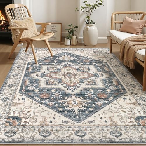 Amazon.com: Area Rug for Living Room - 7x9 Washable Oriental Vintage ...