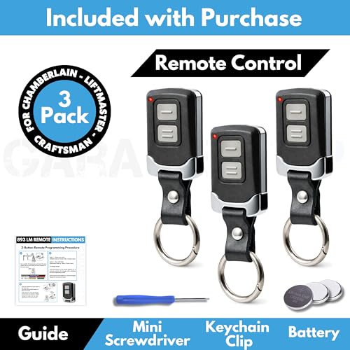 Image of 3X Mini for LiftMaster Chamberlain Craftsman Universal Garage Door Opener Remote, 893LM 893Max 891LM 371LM 373LM 971LM 973LM, 2-Button Keychain Extra Long-Range