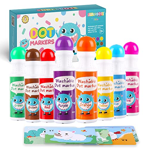Bingo Daubers Art Dot Markers – 8 Colors Dotters Washable For Toddlers & Kids Non Toxic Dot Art Dauber Water Based Marker Paints Kit With Activity Book Cards #TOP9