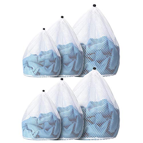 Kordelzug Mesh Wäschesack, 6 Stück strapazierfähiges Wäschesetz Waschbeutel für Waschmaschinenreisen, Feinwäsche, BH, Babykleidung, Spielzeug Aufbewahrung (3 Größe) Cover