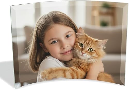 Ice Prints Foto de vidrio curvada de 10 x 7 pulgadas, imagen de aspecto horizontal personalizada, imagen de vidrio con foto personalizada, regalos