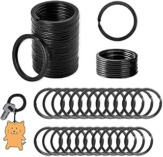 Flat Key Rings Metal Split Rings, 40 Pieces Round Keychain Rings Keyrings Small Large Key Ring Hoops, Ideal for Car Home Keys Attachment DIY Arts Crafts - 1 and 1.25 Inch (Balck)