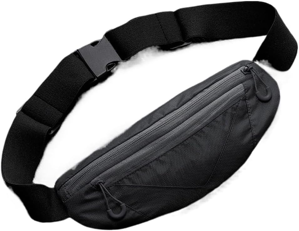 Running Zipper Pocket Waist Bag Waistband Sport Bag Gym Yoga Waist Belt Pack Mobile(Black)
