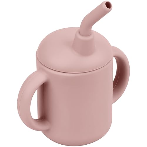 Mintlyfe Vaso para bebés y niñas, vaso de entrenamiento de silicona para niños y niñas, vaso con popote de entrenamiento, irrompible, a prueba de