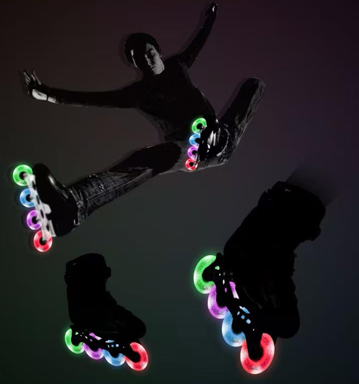 Genérico Ruedas de Repuesto para Patines en Línea Exterior Interior Juego de 8 Ruedas de Repuesto para Patines con Luces Led Multicolor de 72 mm, 76 mm Y 80 mm, con Rodamientos (Verde, 80 mm)