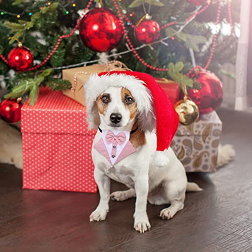 Hacraho Formal Dog Tuxedo Bandana, 1 Piece Pink Dog Wedding Bandana Collar With Bowtie Adjustable Formal Tux Dog Bandana With Collar For Small Dogs, S #TOP4